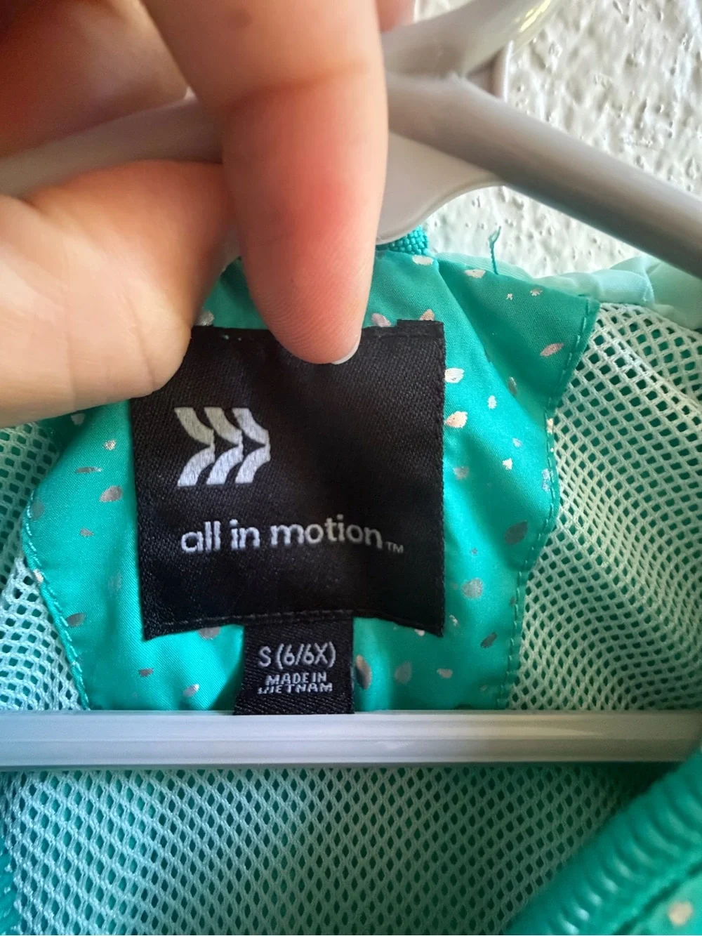 all in motion Teal Hooded Rain Jacket with Reflective Speckle